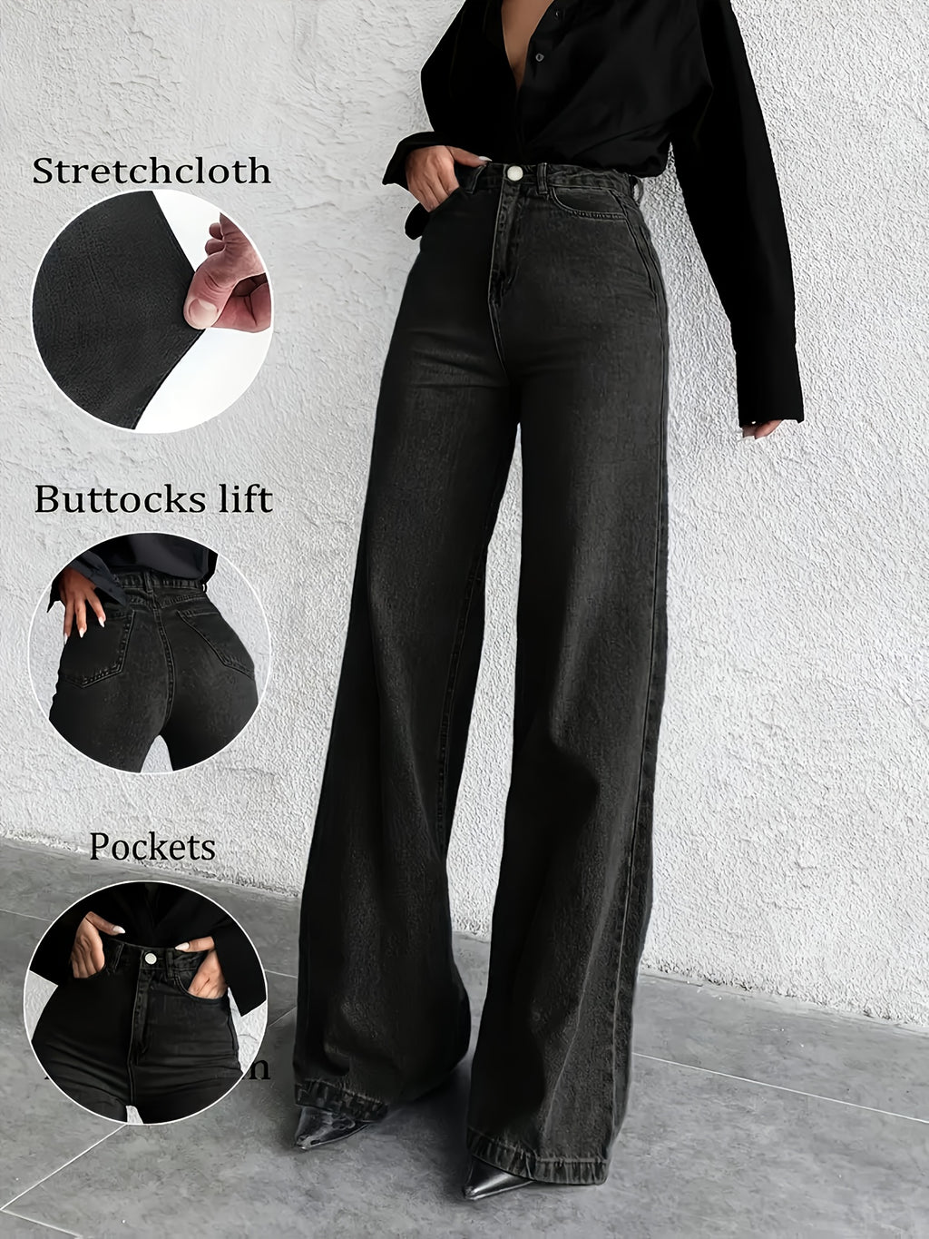 WL Boutique | Elegant High-Waisted Wide-Leg Bell-Bottom Jeans