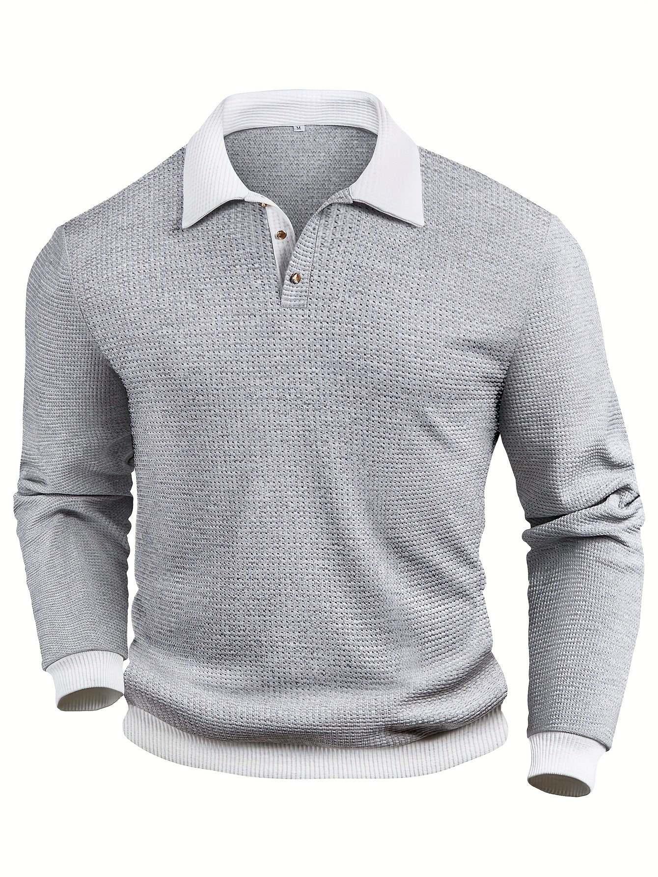 WL Boutique | Men’s Textured Waffle Knit Shirt – Contrast Collar &amp; Cuff Trim
