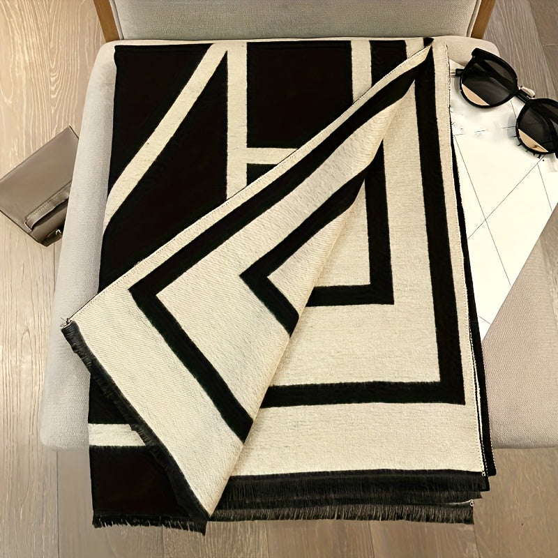 WL Boutique | Elegant Geometric Jacquard Scarf – 2025 Winter Collection