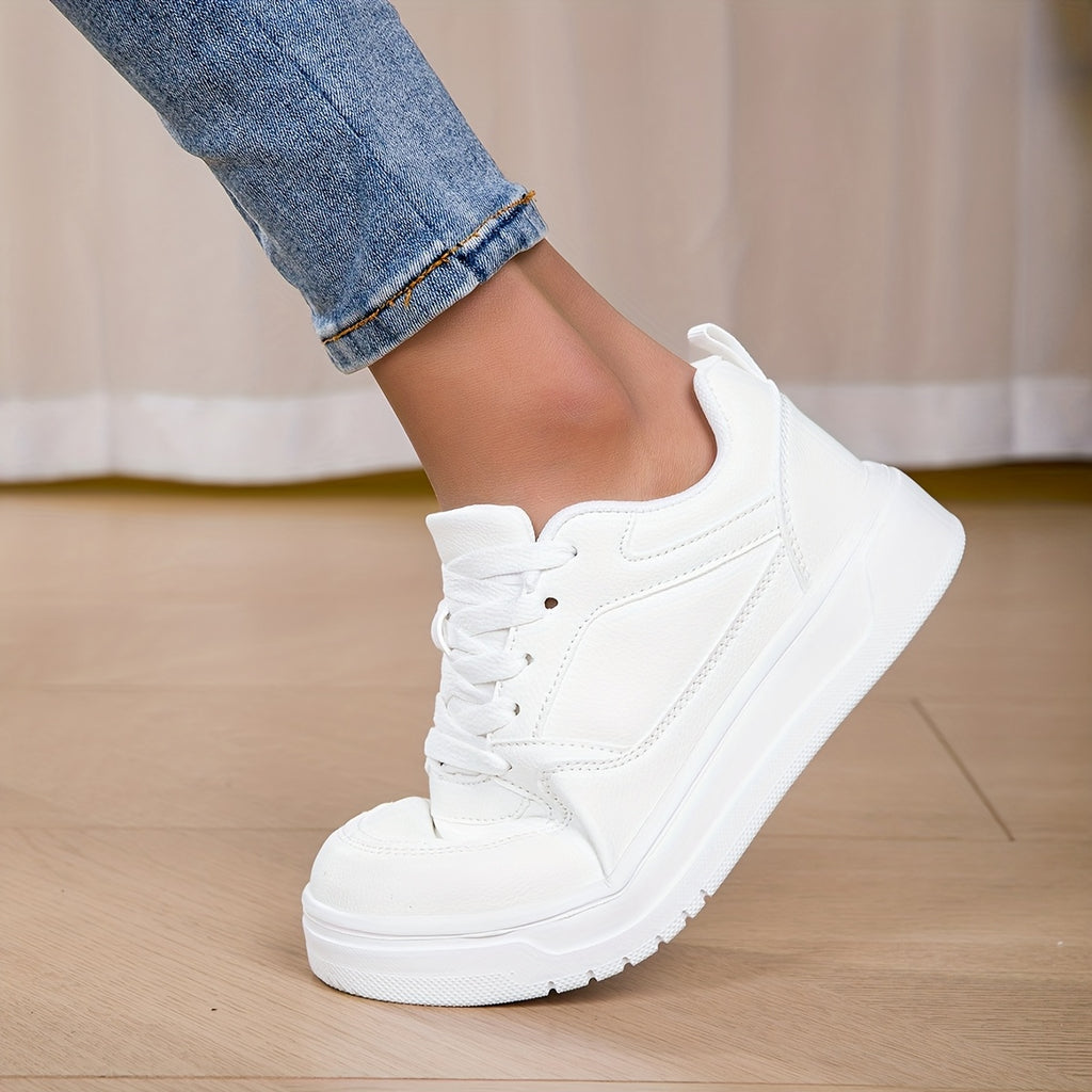 WL Boutique | White Platform Sneakers with Golden Ankle Strap