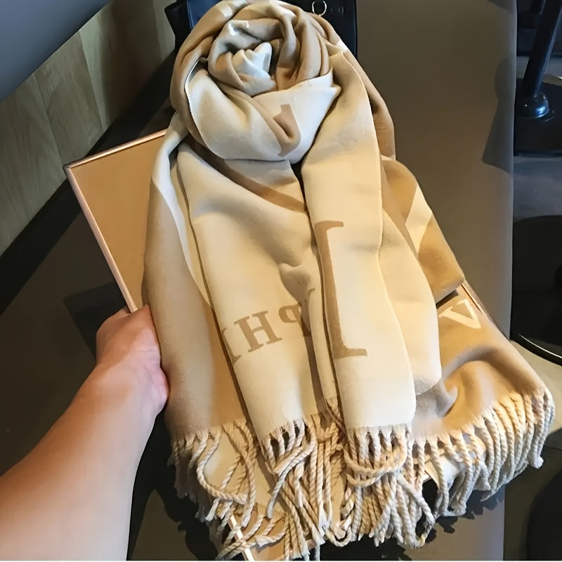 WL Boutique | Elegant Reversible Beige &amp; Brown Striped Scarf