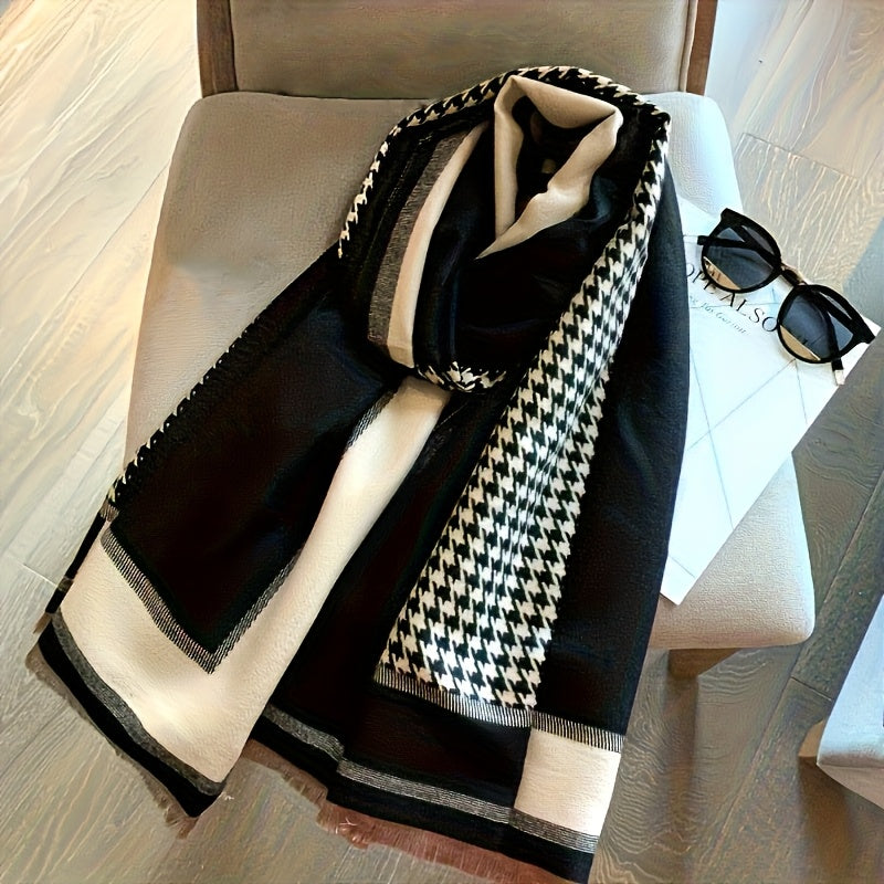 WL Boutique | Elegant Houndstooth Scarf Wrap