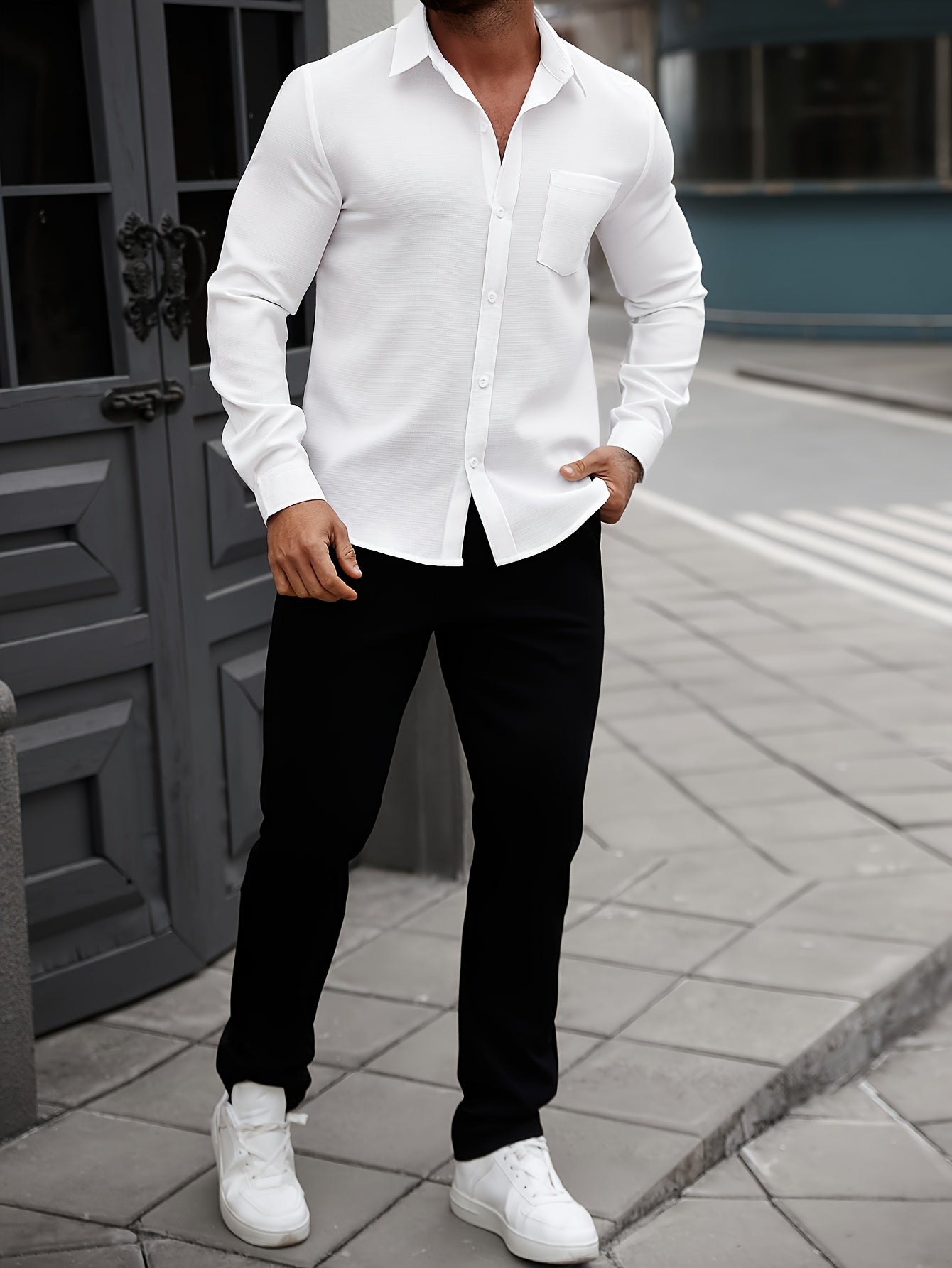 WL Boutique Men | Classic White Long-Sleeve Dress Shirt
