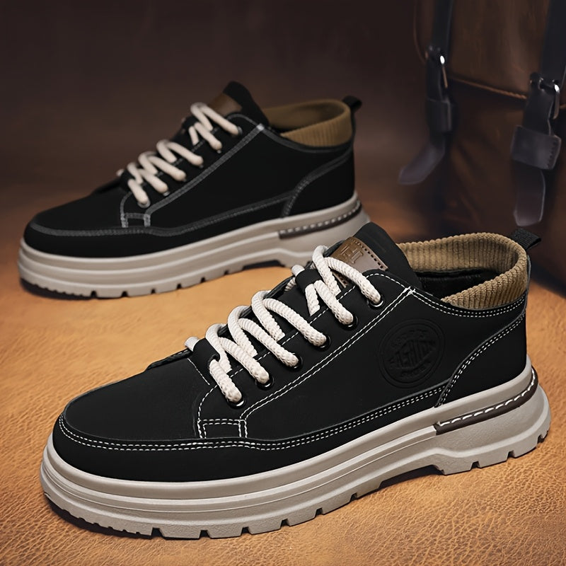 WL Boutique Men | Retro Brown Low-Top Lace-Up Sneakers