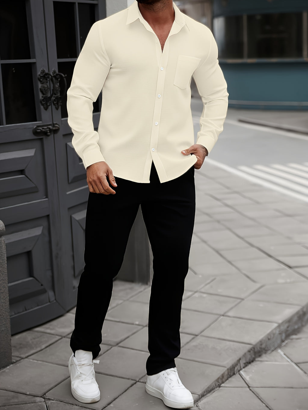 WL Boutique Men | Classic White Long-Sleeve Dress Shirt