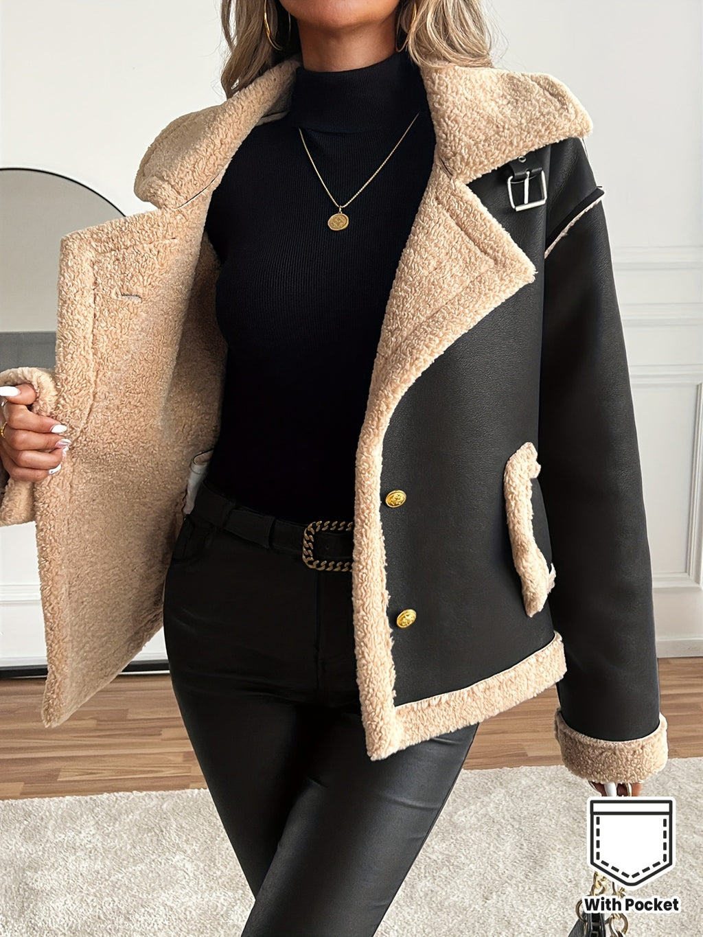 WL Boutique | Elegant Faux Fur-Lined Motorcycle Jacket