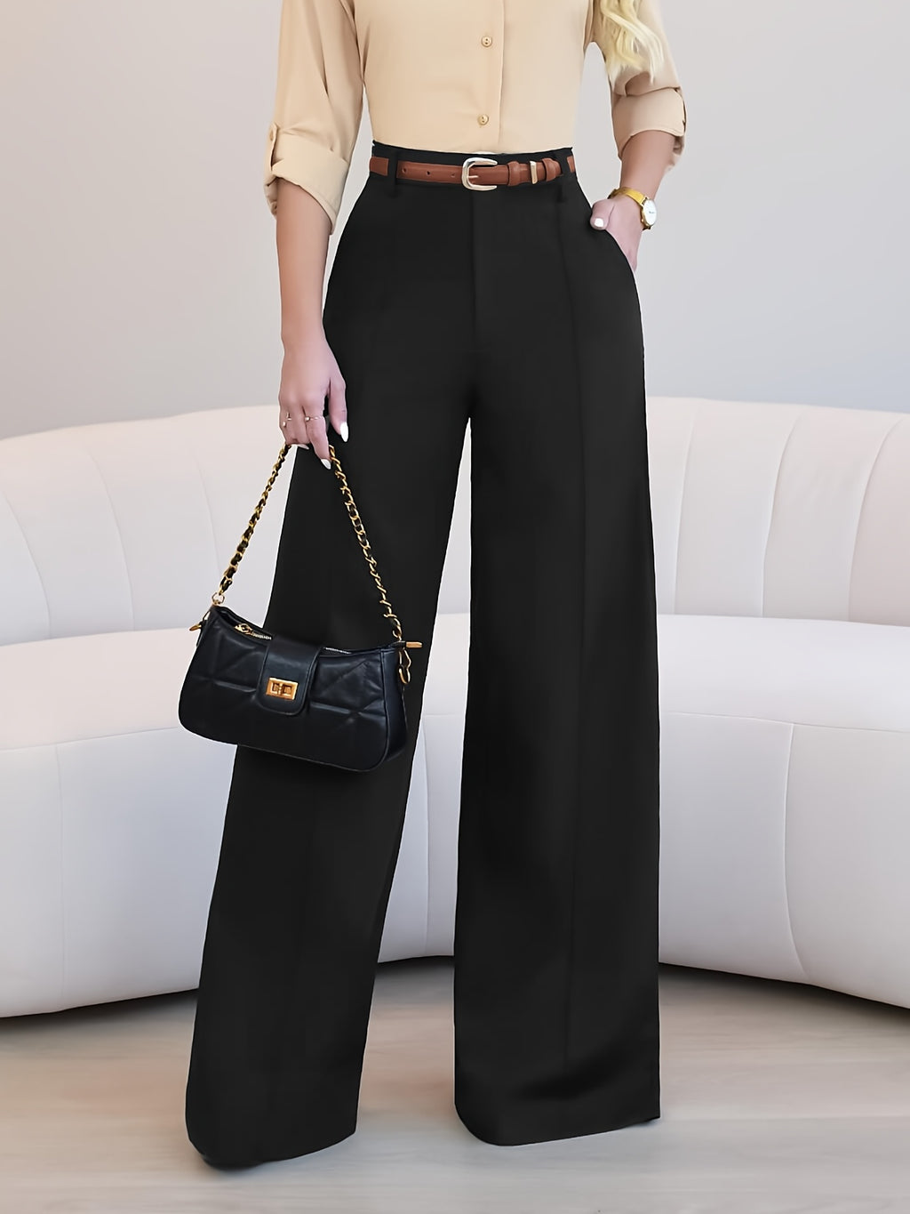 Bruna Aeppli by WL Boutique | Elegant Solid Wide-Leg Pants – Timeless Simplicity with Modern Grace