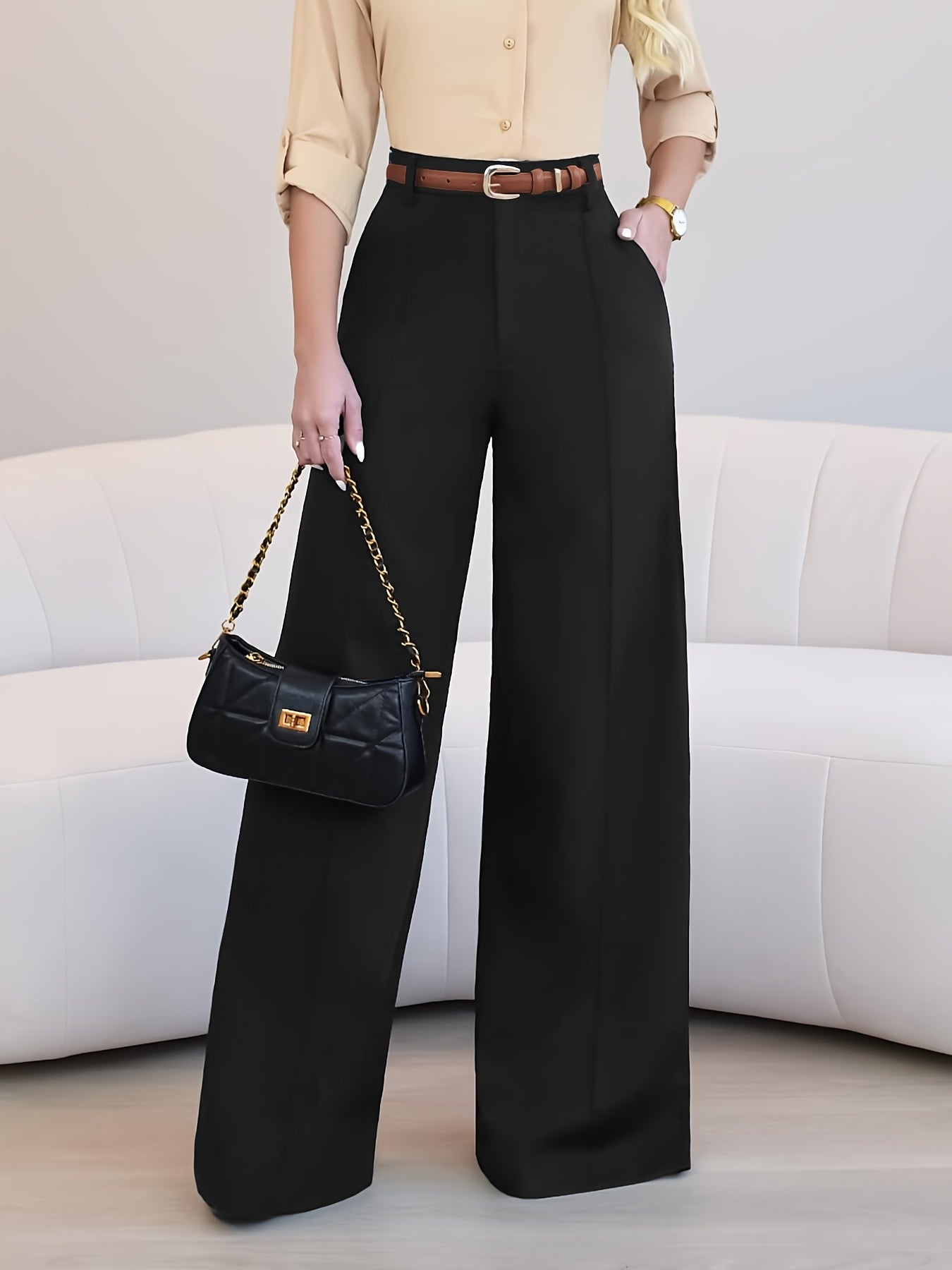 Bruna Aeppli by WL Boutique | Elegant Solid Wide-Leg Pants – Timeless Simplicity with Modern Grace