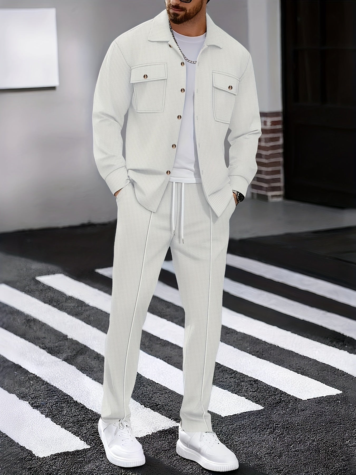 WL Boutique | Men’s Two-Piece Autumn/Winter Casual Set – Turn-Down Collar Shirt &amp; Trousers