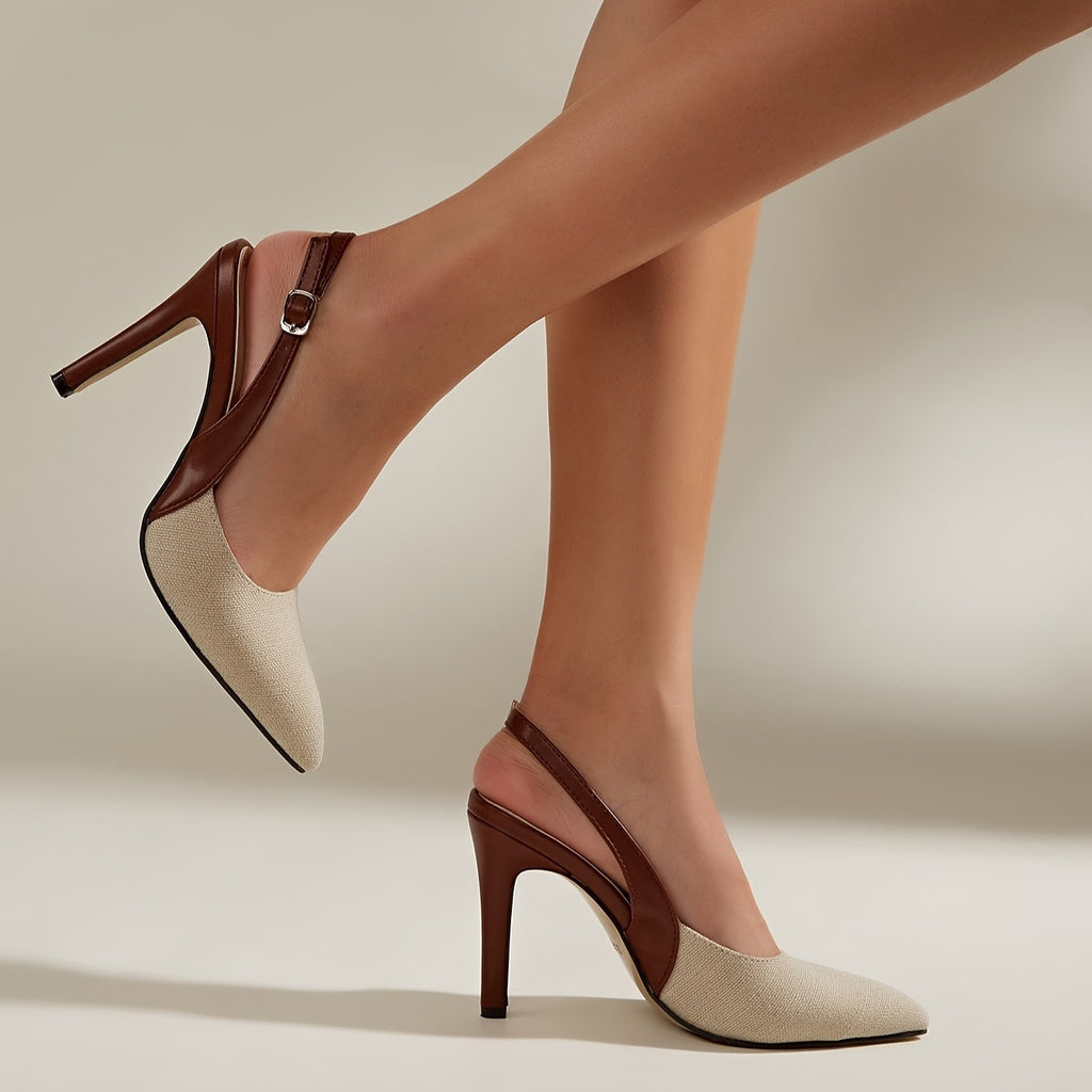 WL Boutique | Brown &amp; Beige Pointed-Toe Stiletto Heels