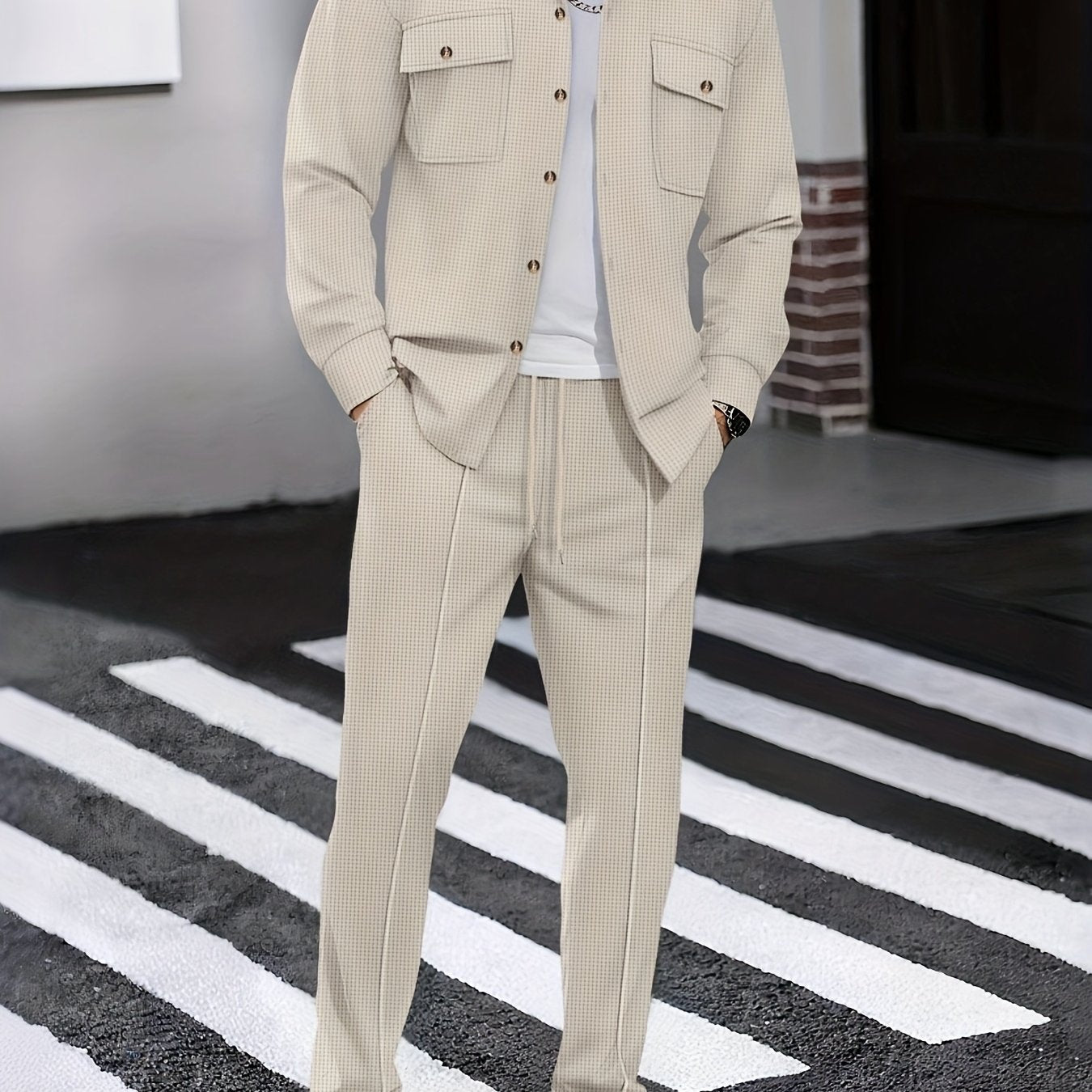 WL Boutique | Men’s Two-Piece Autumn/Winter Casual Set – Turn-Down Collar Shirt &amp; Trousers