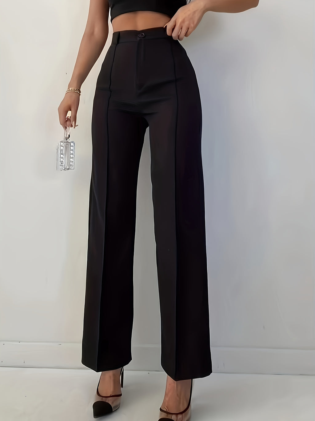 WL Boutique | Elegant High-Waisted Slim-Fit Suit Pants