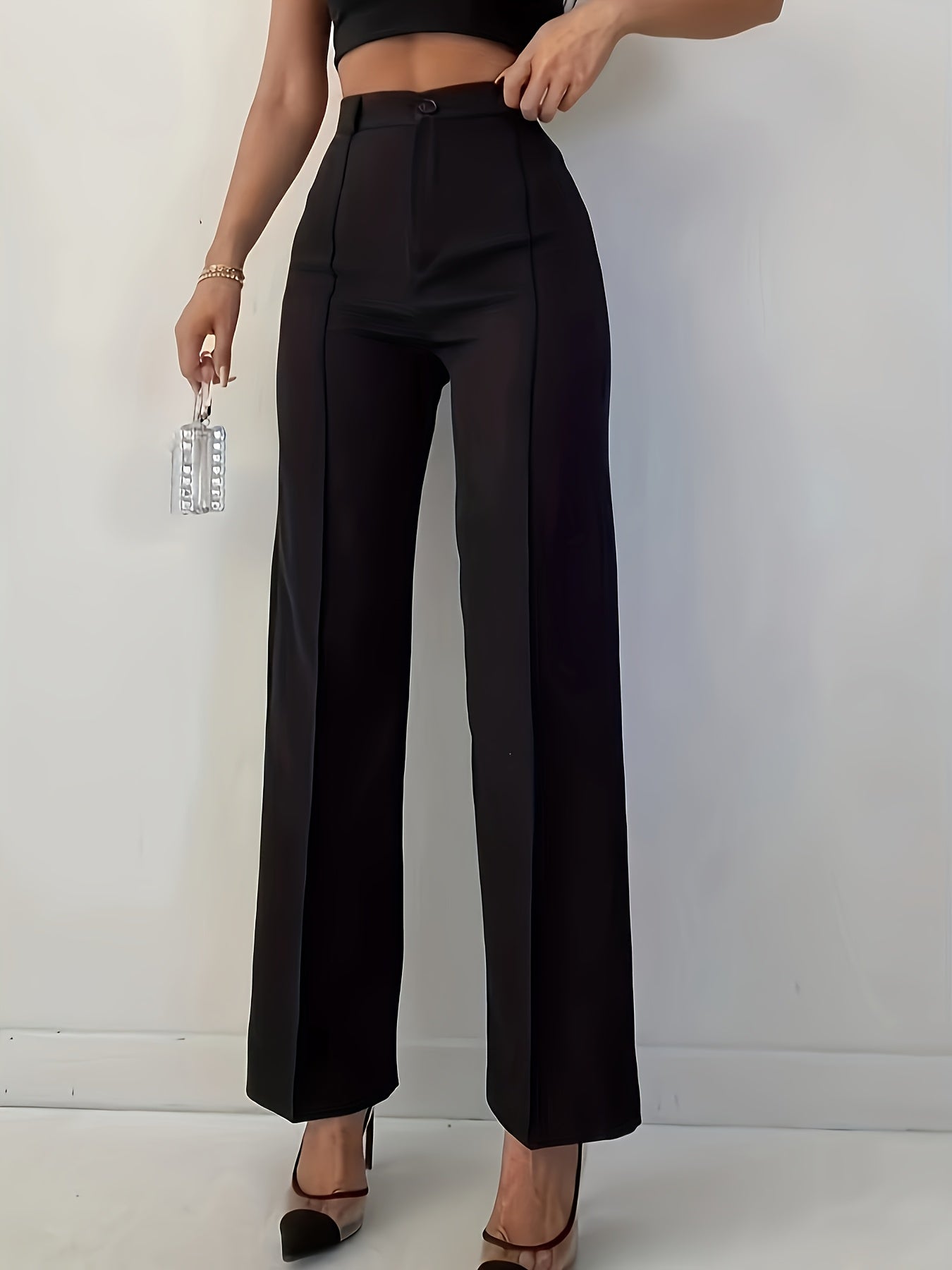 WL Boutique | Elegant High-Waisted Slim-Fit Suit Pants