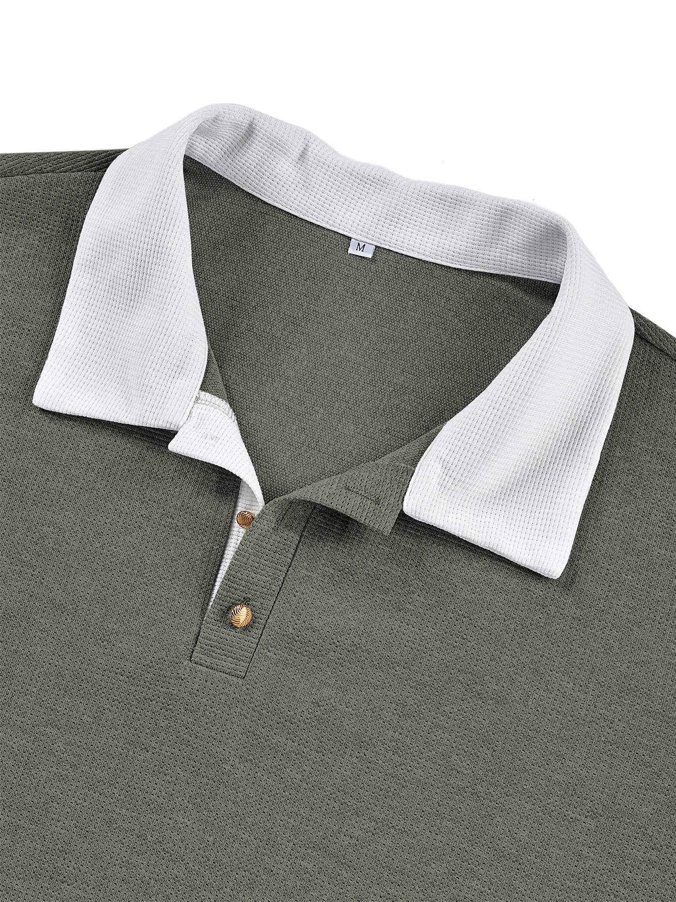 WL Boutique | Men’s Textured Waffle Knit Shirt – Contrast Collar &amp; Cuff Trim