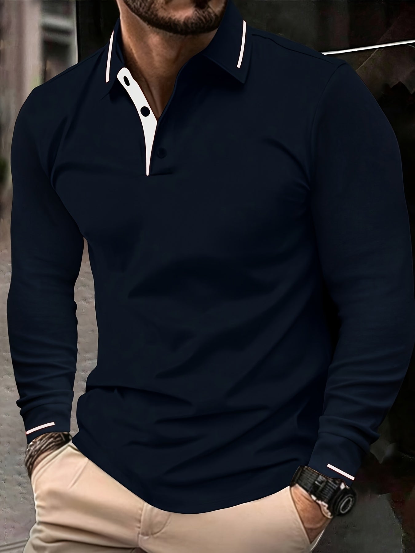 WL Boutique Men | Classic White Long-Sleeve Polo Shirt