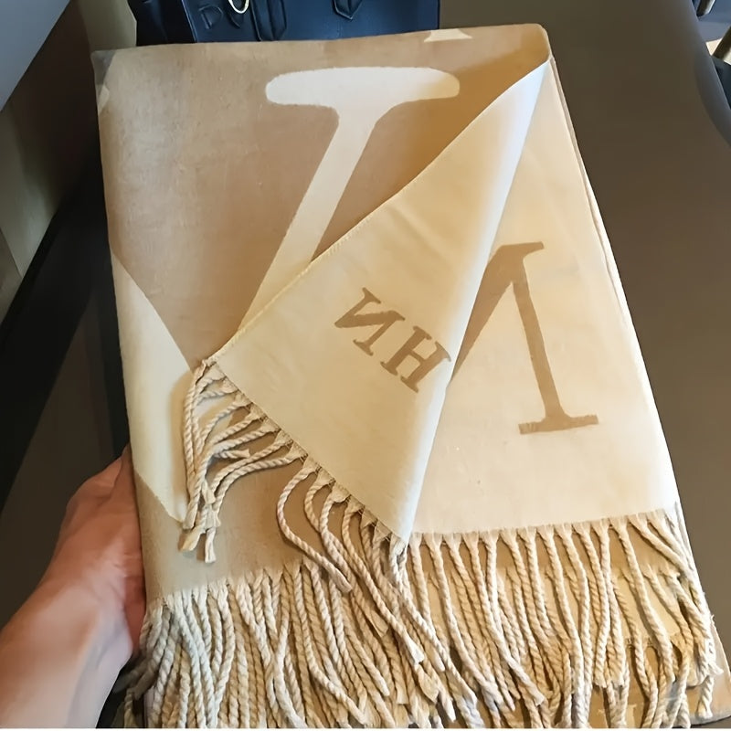 WL Boutique | Elegant Reversible Beige &amp; Brown Striped Scarf