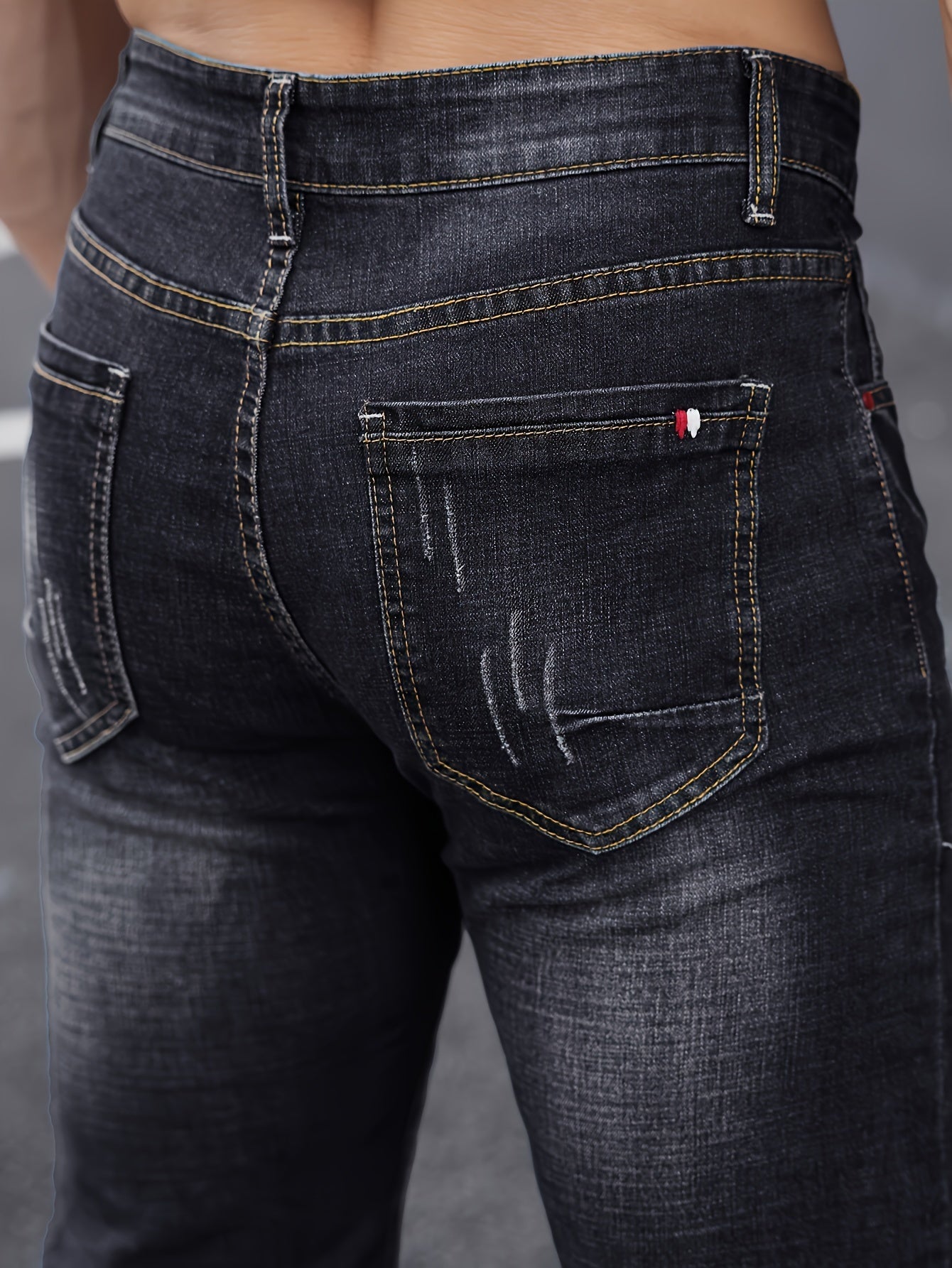 WL Boutique Men | Slim-Fit Light Wash Faux Denim with Embroidered Detail