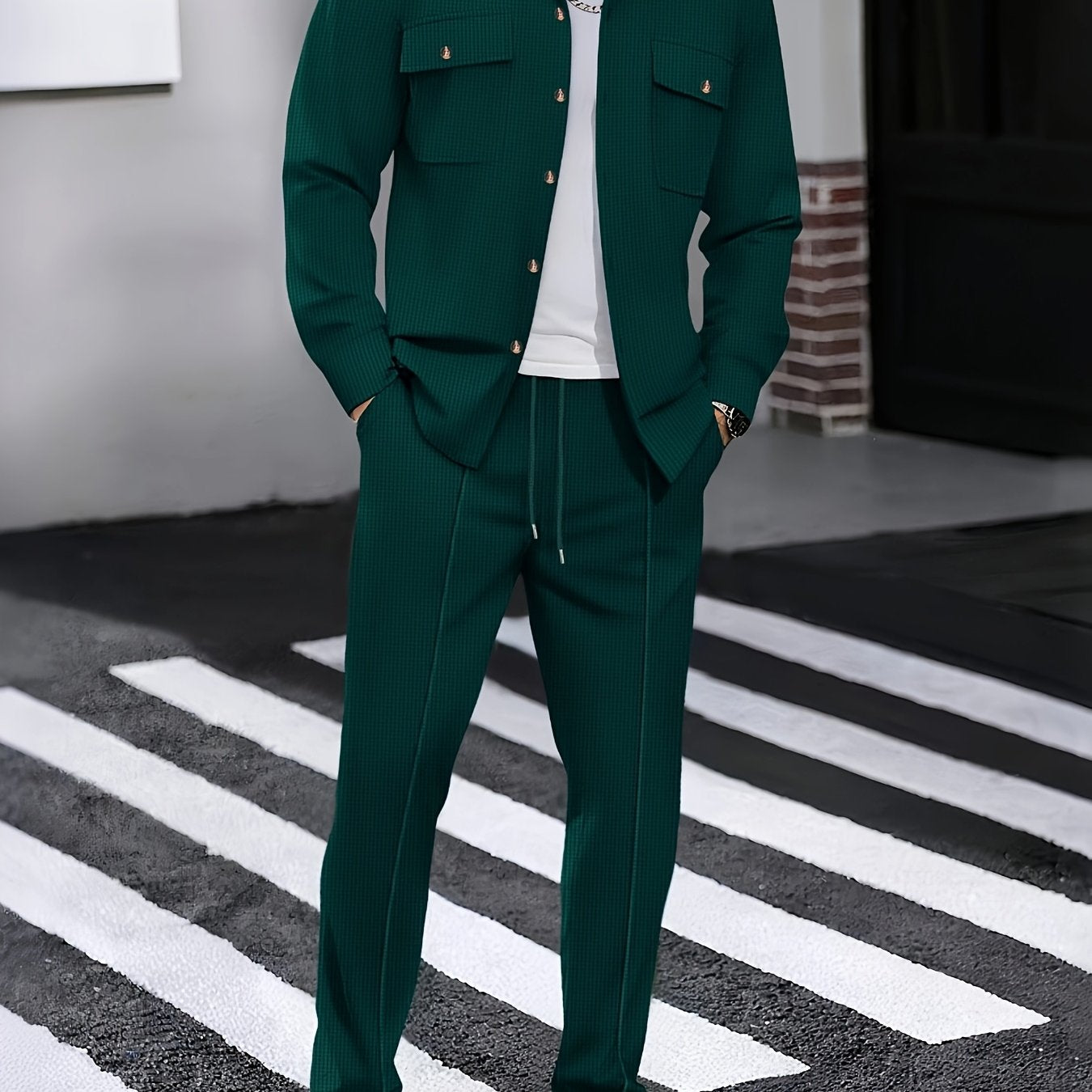 WL Boutique | Men’s Two-Piece Autumn/Winter Casual Set – Turn-Down Collar Shirt &amp; Trousers