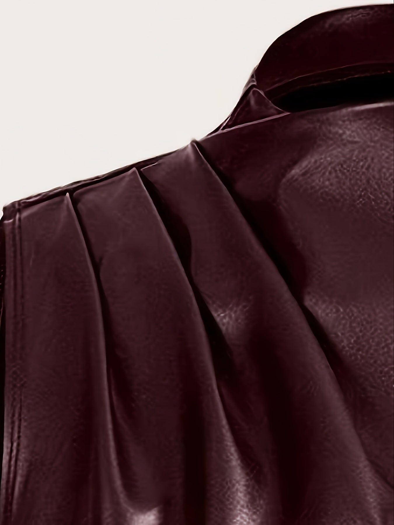 WL Boutique | 90’s-Inspired PU Pleated Collar Top – Modern Street Elegance