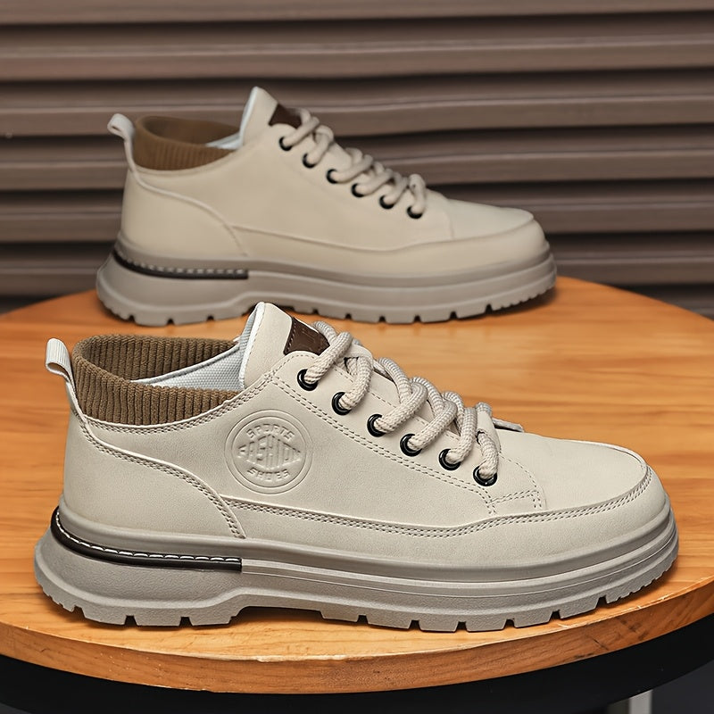 WL Boutique Men | Retro Brown Low-Top Lace-Up Sneakers