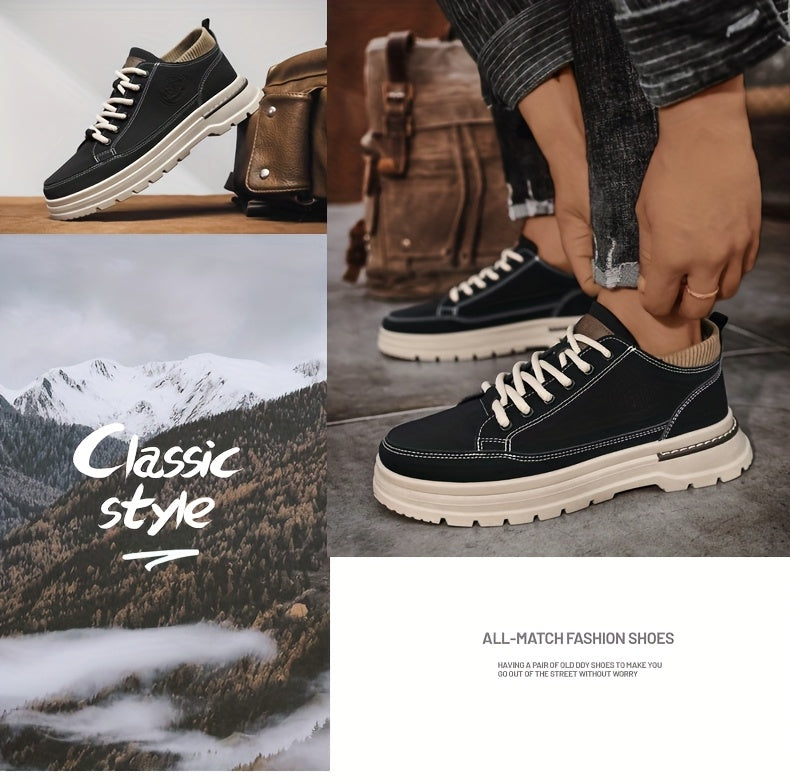 WL Boutique Men | Retro Brown Low-Top Lace-Up Sneakers