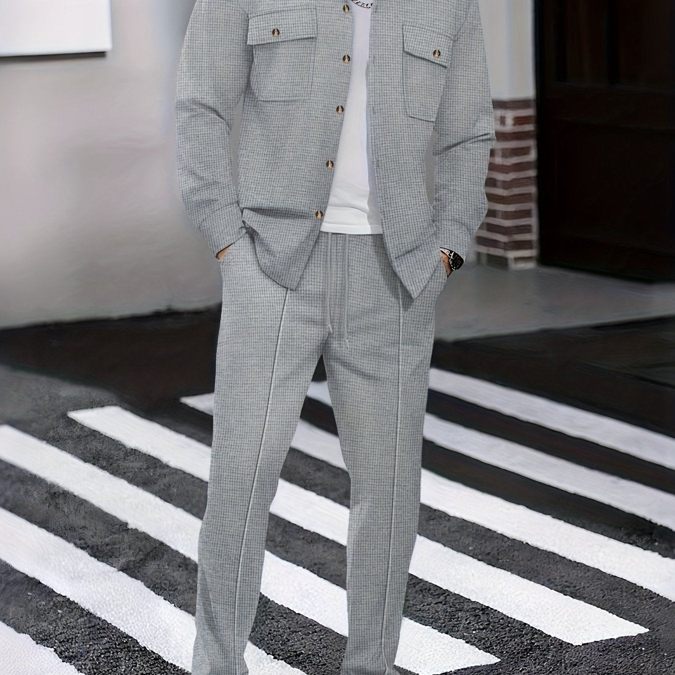 WL Boutique | Men’s Two-Piece Autumn/Winter Casual Set – Turn-Down Collar Shirt &amp; Trousers