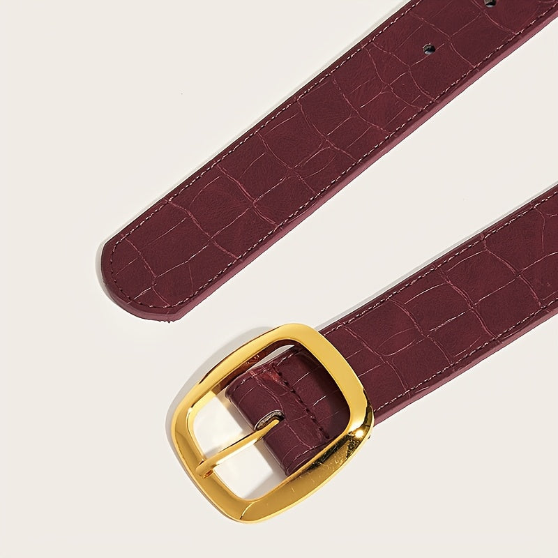 WL Boutique | Retro Black Belt with Square Buckle &amp; Stone Pattern