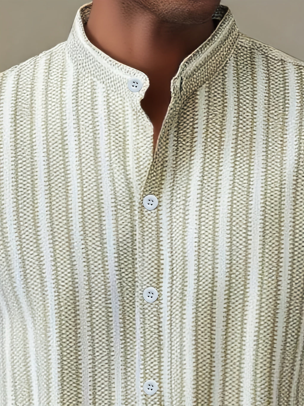 WL Boutique | Men’s Casual Striped Long-Sleeve Shirt – Classic Stand Collar Design