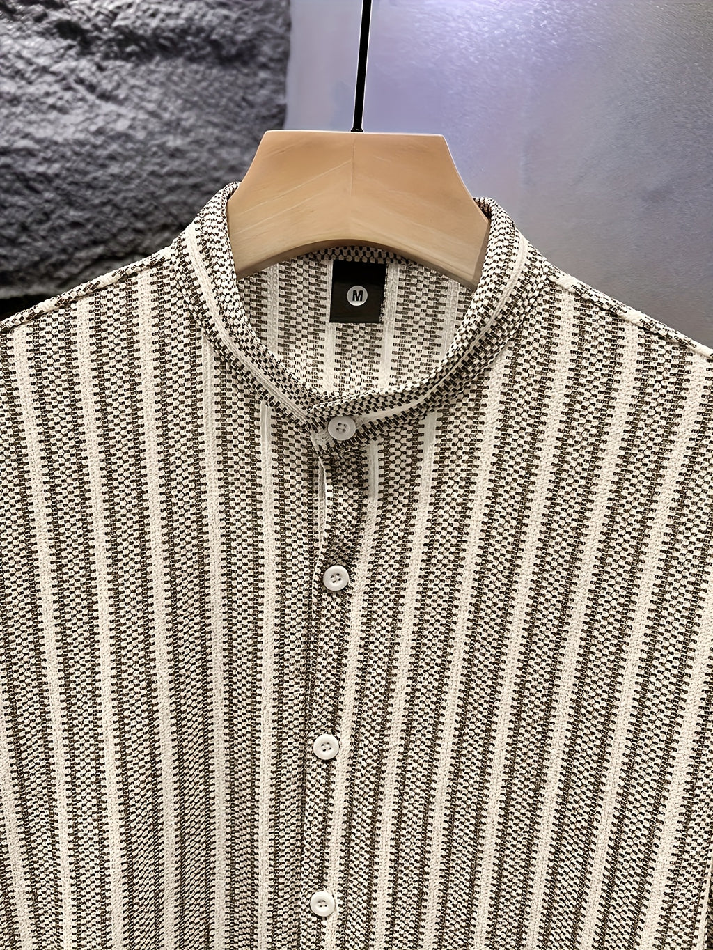 WL Boutique | Men’s Casual Striped Long-Sleeve Shirt – Classic Stand Collar Design