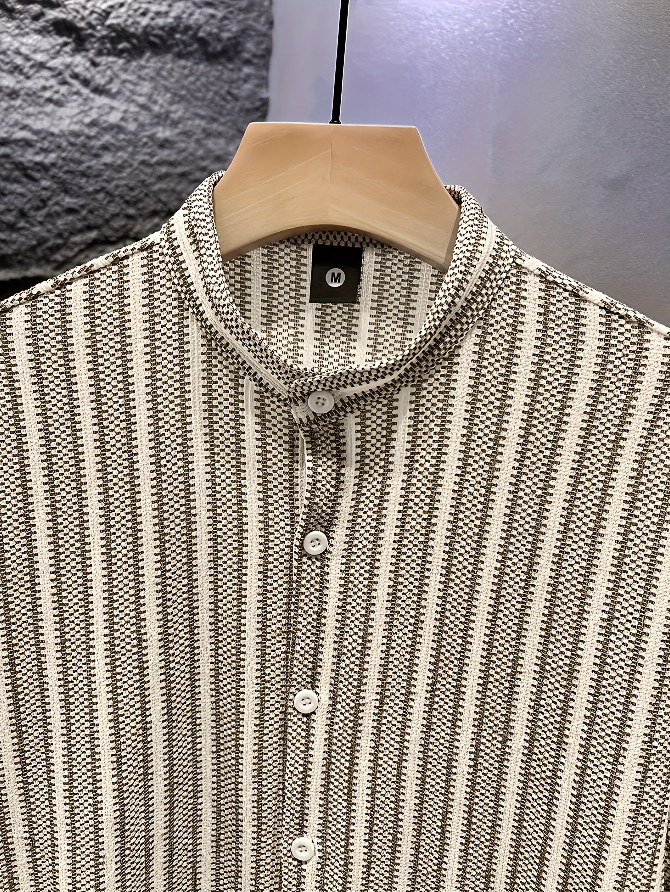 WL Boutique | Men’s Casual Striped Long-Sleeve Shirt – Classic Stand Collar Design