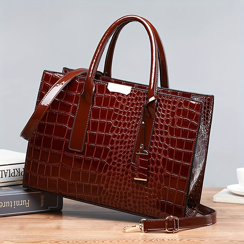 WL Boutique | Large Capacity Crocodile Pattern Tote Bag