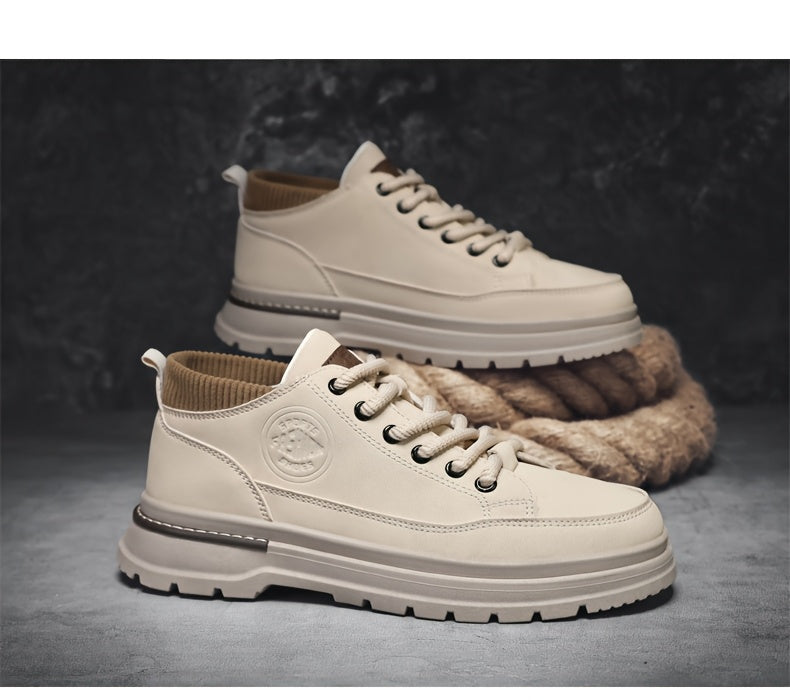 WL Boutique Men | Retro Brown Low-Top Lace-Up Sneakers