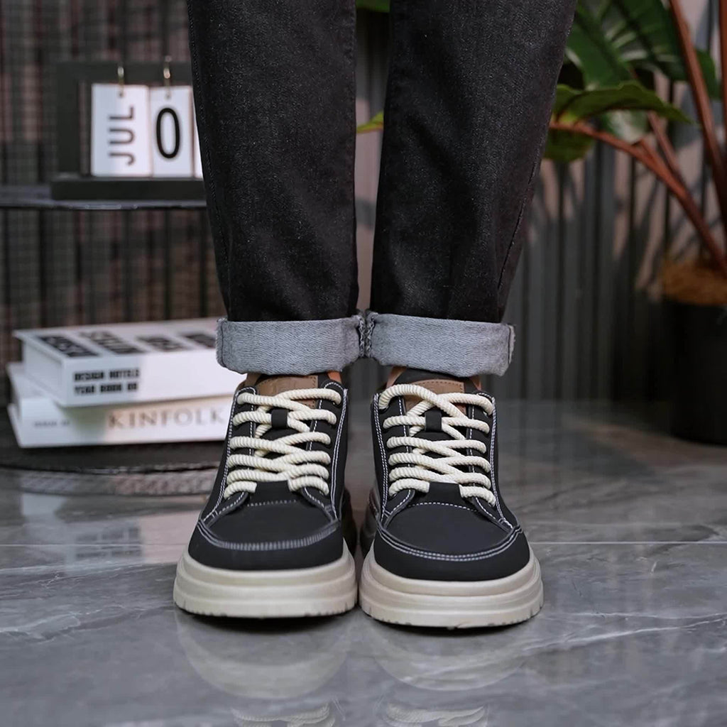 WL Boutique Men | Retro Brown Low-Top Lace-Up Sneakers