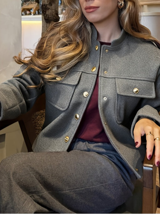 WL Boutique | Elegant Burgundy Tailored Jacket with Two-Tone Buttons
