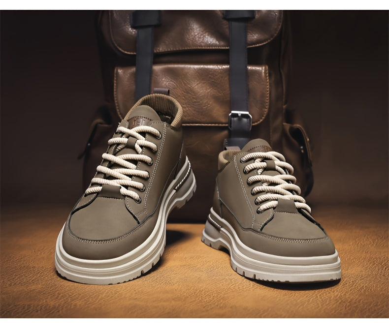 WL Boutique Men | Retro Brown Low-Top Lace-Up Sneakers