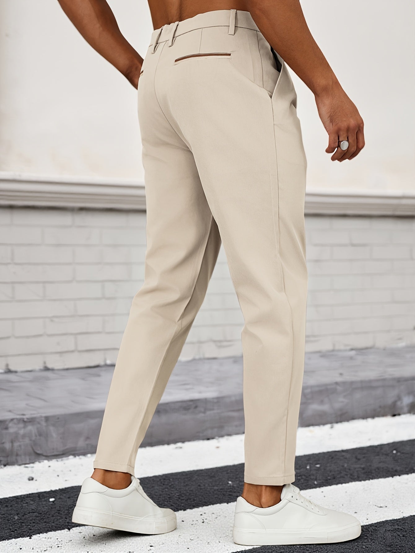 WL Boutique Men | Beige Pleated Business Casual Trousers