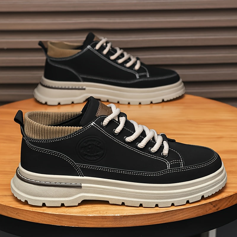 WL Boutique Men | Retro Brown Low-Top Lace-Up Sneakers