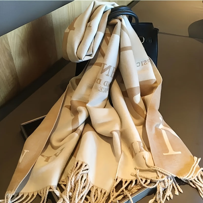 WL Boutique | Elegant Reversible Beige &amp; Brown Striped Scarf