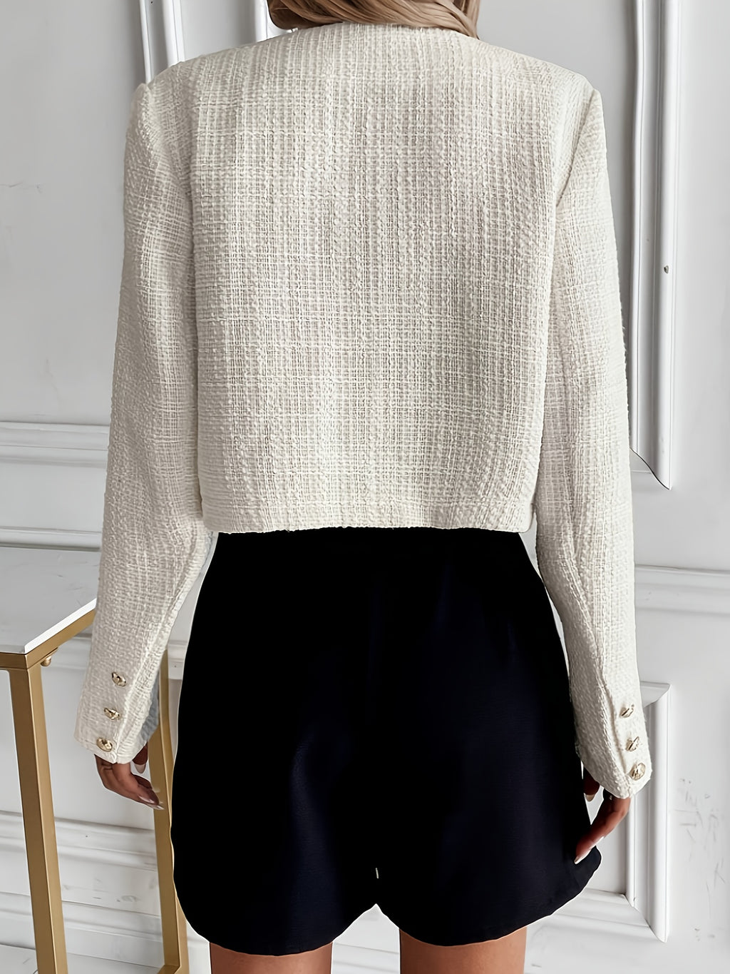 WL Boutique | Elegant Beige Blazer with Golden-Tone Buttons