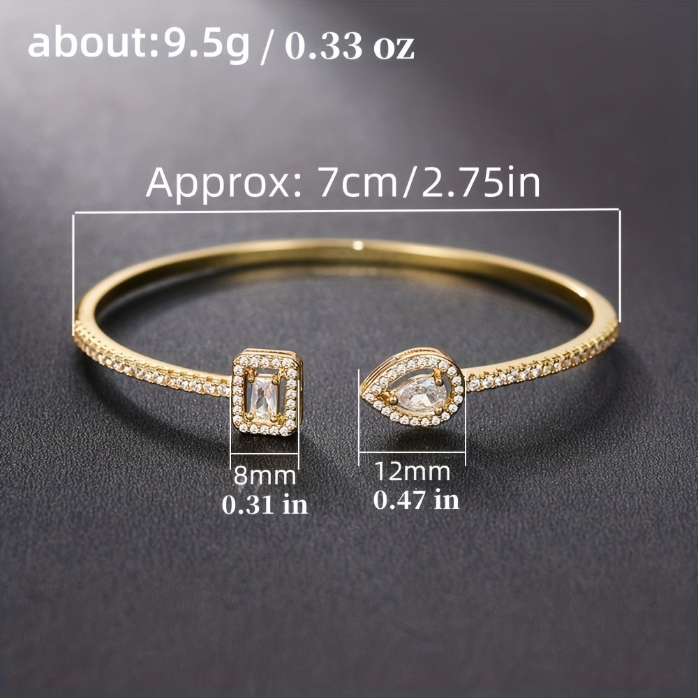 WL Boutique | Elegant Geometric Cuff Bracelet with Cubic Zirconia