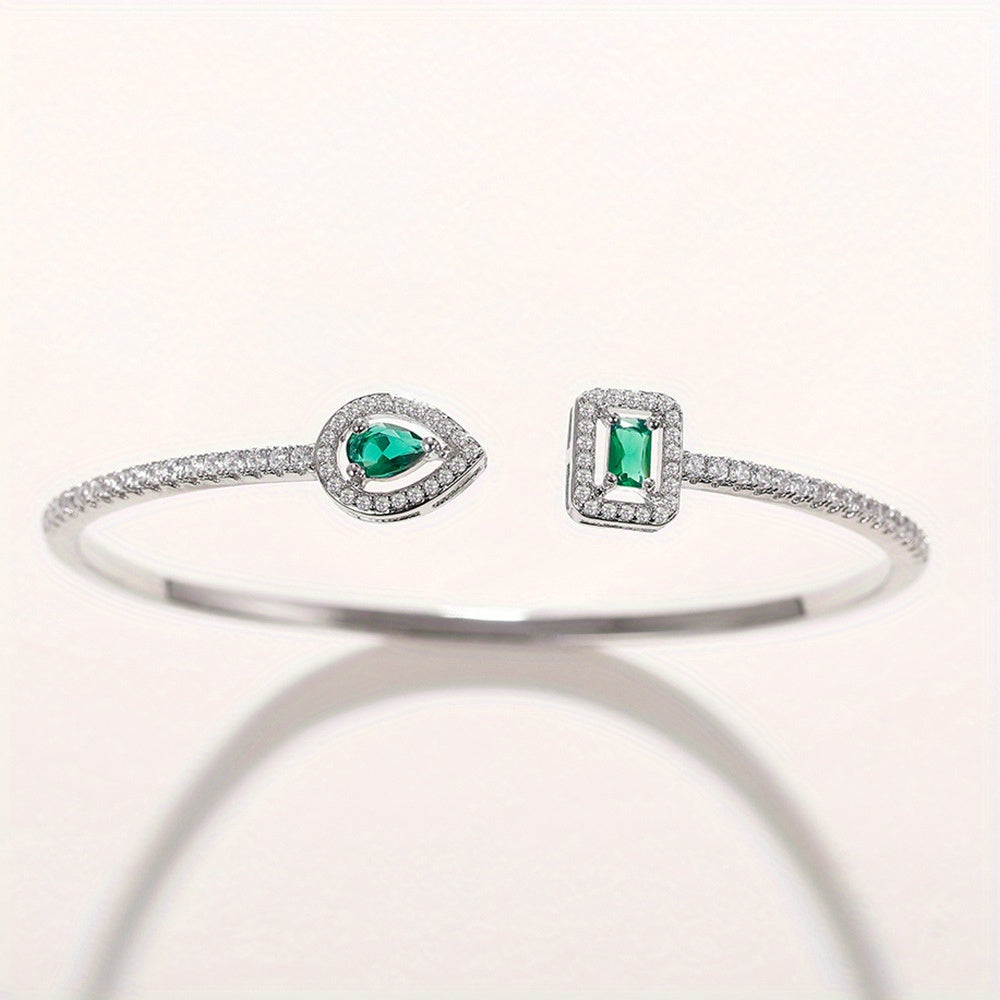 WL Boutique | Elegant Geometric Cuff Bracelet with Cubic Zirconia