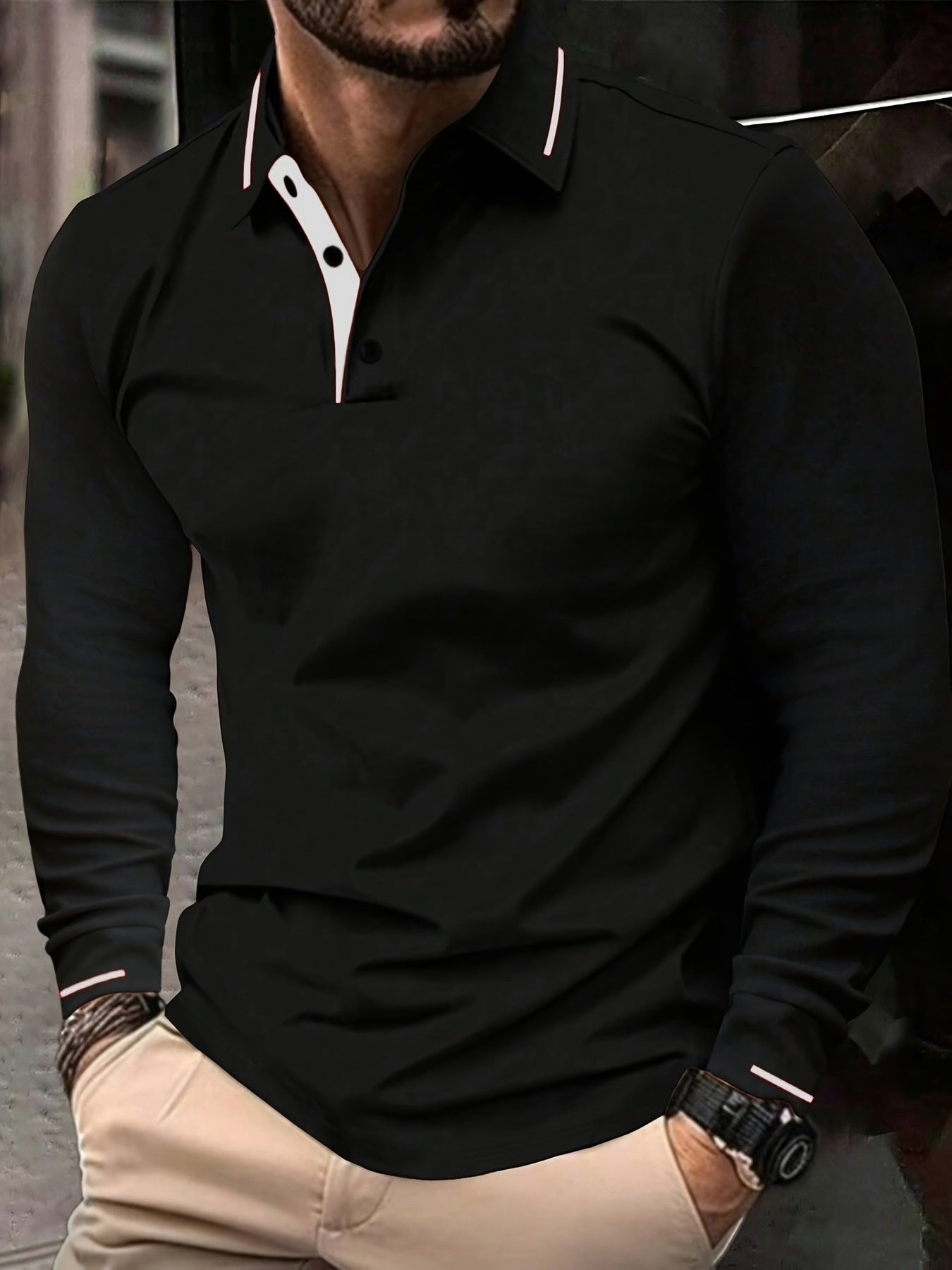 WL Boutique Men | Classic White Long-Sleeve Polo Shirt