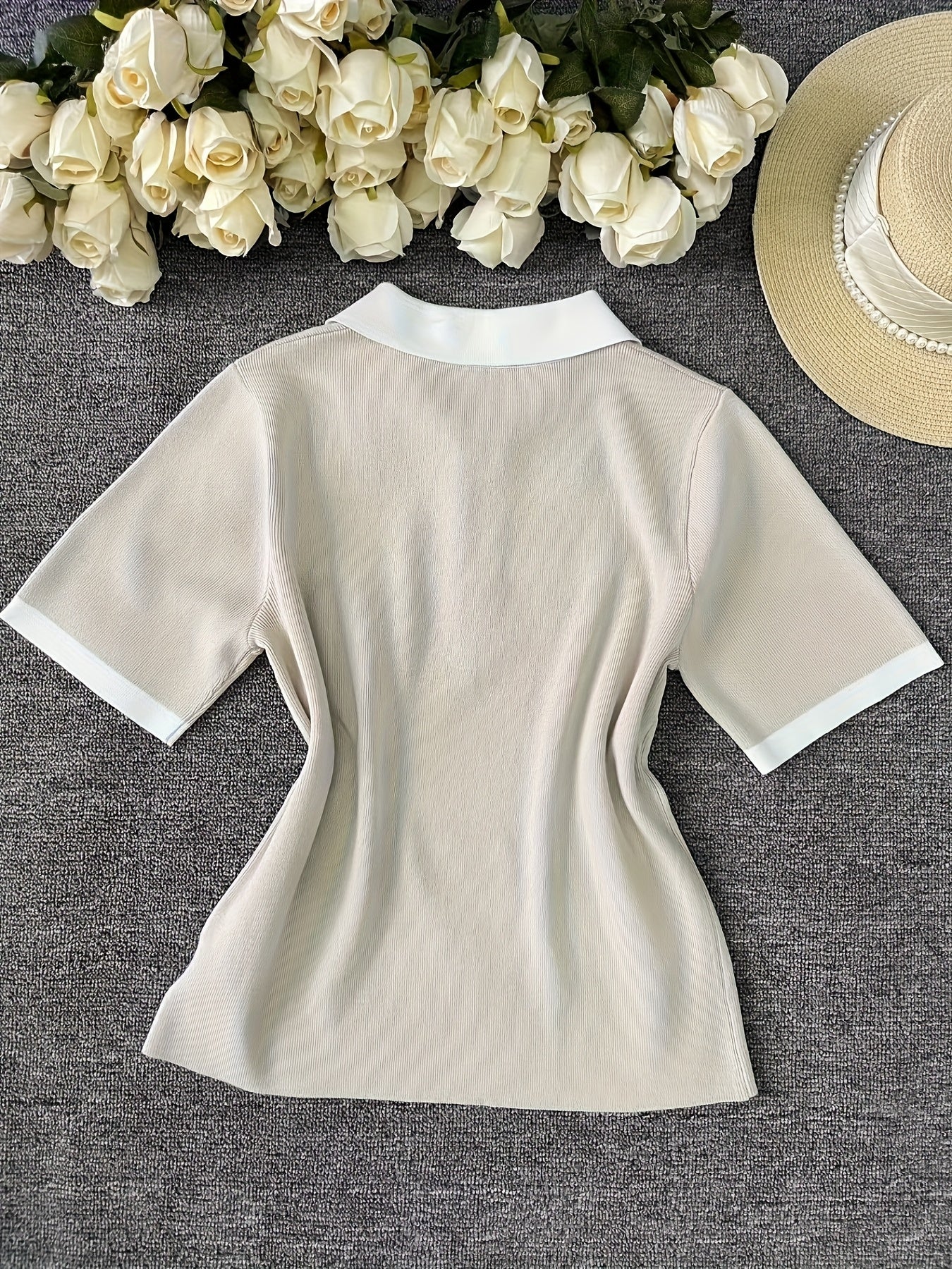 WL Boutique | Navy &amp; White Half-Zip Color Block Sweater