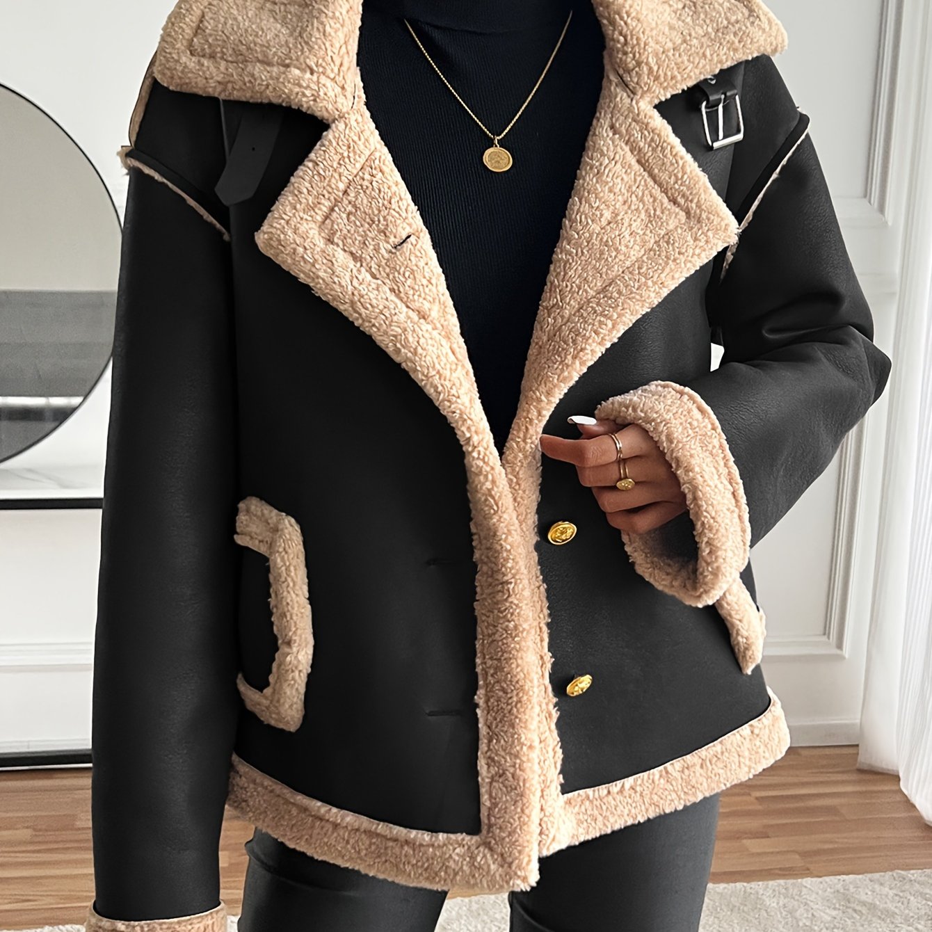 WL Boutique | Elegant Faux Fur-Lined Motorcycle Jacket