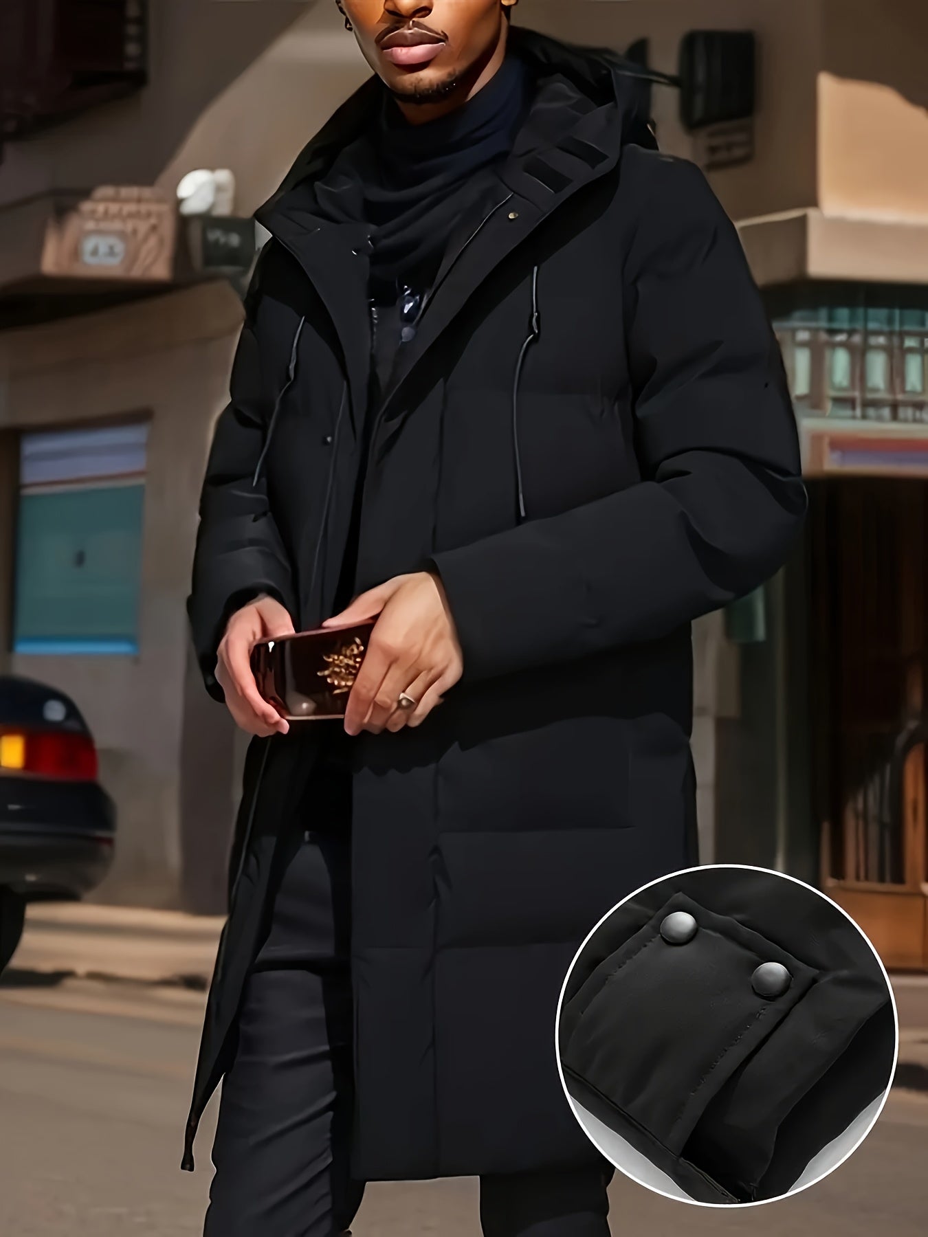 WL Boutique | Men’s Winter Hooded Padded Coat – Warm &amp; Sleek Mid-Length Jacket