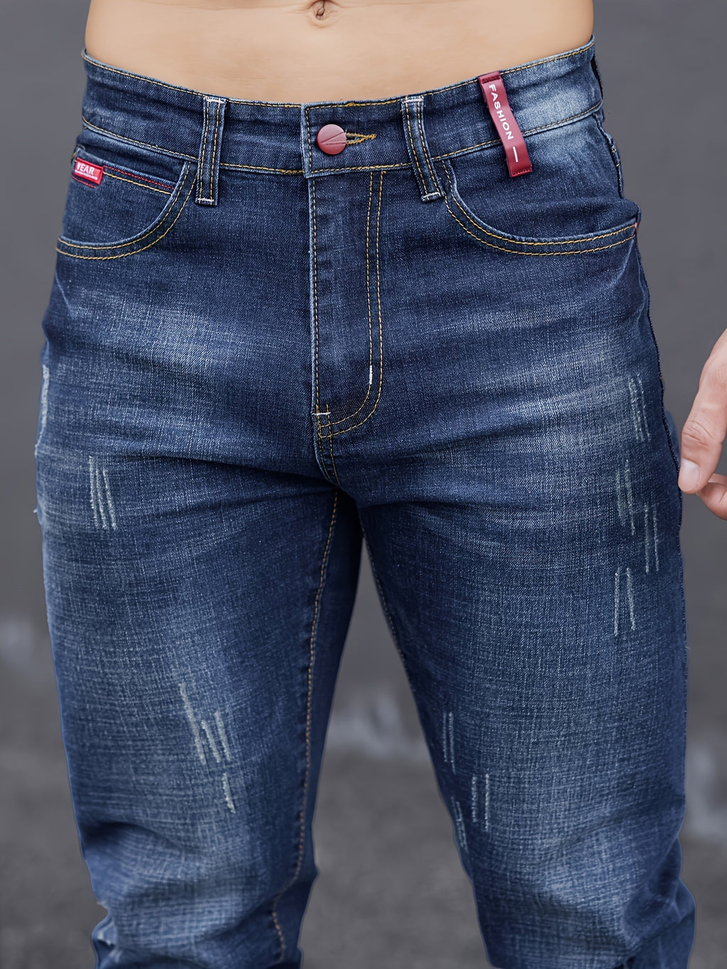 WL Boutique Men | Slim-Fit Light Wash Faux Denim with Embroidered Detail