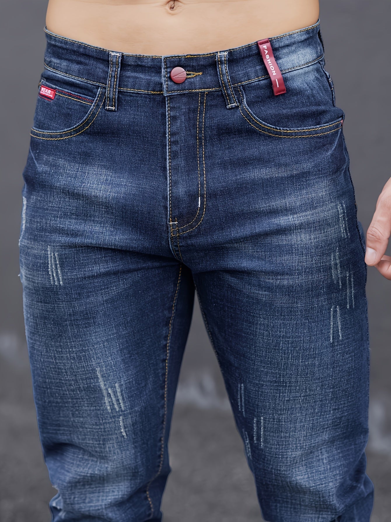 WL Boutique Men | Slim-Fit Light Wash Faux Denim with Embroidered Detail