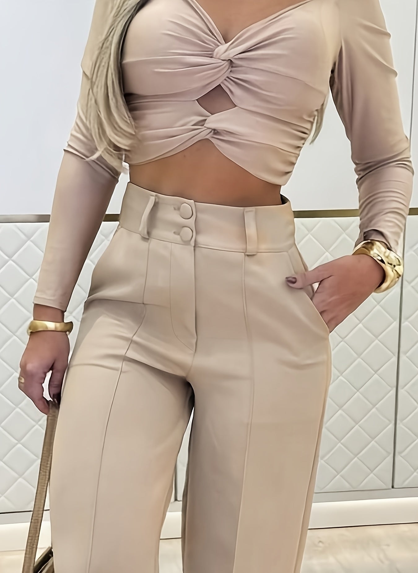 Elegant Wide-Leg Double-Breasted Trousers