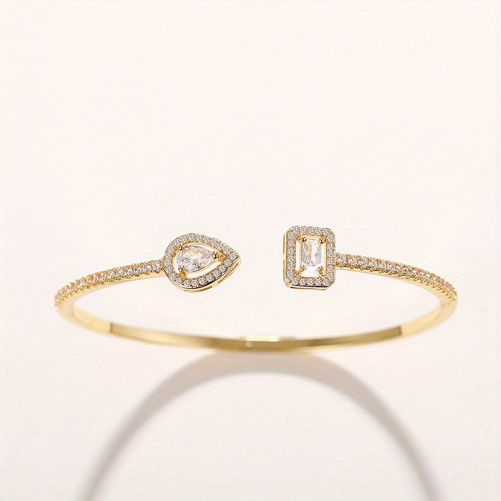 WL Boutique | Elegant Geometric Cuff Bracelet with Cubic Zirconia