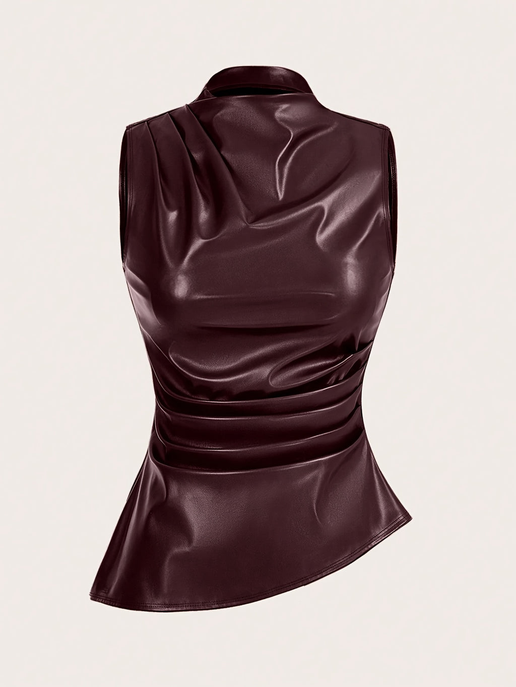 WL Boutique | 90’s-Inspired PU Pleated Collar Top – Modern Street Elegance